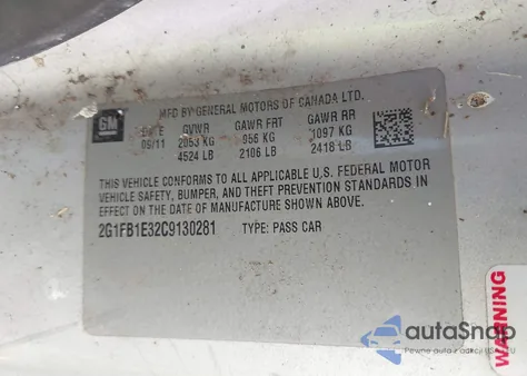 2012 Chevrolet Camaro 1Lt z USA, uszkodzony, nr VIN 2G1FB1E32C9130281